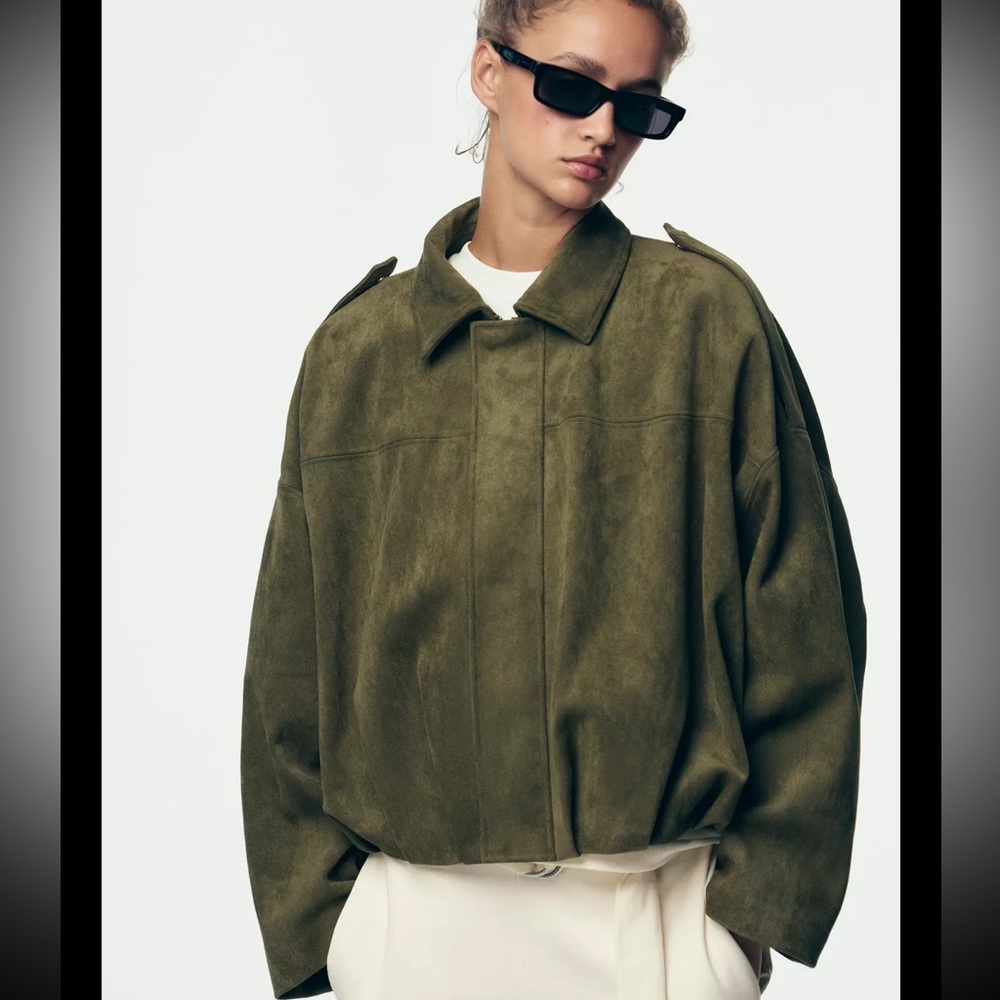 Zara Suede Effect Bomber Jacket
